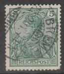 Германия (II Рейх) 1900 год. Стандарт. Аллегорический образ Германии. Надпись "reichspost", 5 Pf., 1 марка из серии (гашёная)