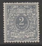 Германия (II Рейх) 1900 год. Номинал и корона в овале, ном. 2 Pf., 1 марка (наклейка)