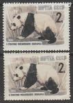 СССР 1964 год.100 лет Московскому зоопарку. Панда. Разновидность - разный оттенок, цвет бумаги, 2 марки.