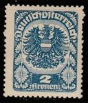 Австрия 1920 год. Стандарт. Государственный герб, ном. 2 Kr, 1 марка из серии.