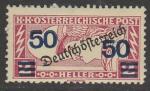 Австрия 1921 год. Голова Меркурия, НДП нового номинала 50/2 Н , 1 марка экспресс доставки (наклейка)