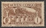Французское Конго 1933 год. Виадук в Миндули, 1 марка из серии (наклейка)