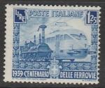 Италия 1939 год. 100 лет итальянской железной дороге, ном. 1,25 L, 1 марка из серии (наклейка)