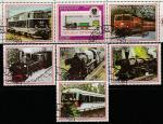 Парагвай 1988 год. 150 лет австрийским ж/д, 5 марок + 2 купона (гашёные)