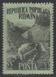 Румыния 1956 год. Железнодорожная перевозка леса, 1 марка из двух (гашёная)