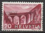Швейцария 1963 год. Поезд на виадуке Люгелькинн, 1 марка из серии (гашёная)