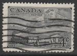 Канада 1951 год. 100 лет канадской почте и марке. Поезда разных эпох, 1 марка из серии (гашёная)
