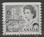 Канада 1970/1972 год. Стандарт. Транспорт. Королева Елизавета II, 1 марка с частичной перфорацией (гашёная)