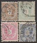 Австрия 1883 год. Стандарт. Двуглавый орёл, 4 марки из серии (гашёные)