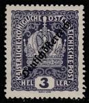Австрия 1918 год. Стандарт. Императорская корона. НДП, ном. 3Н, 1 марка из серии (наклейка)