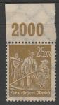 Германия (Веймарская республика) 1922/1923 год. Стандарт. Крестьяне, 25 М., 1 марка из серии (наклейка) (I)