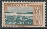 Французская Экваториальная Африка (Убанги-Шари) 1930 год. Вид на Мобае, 1 доплатная марка из серии (наклейка)