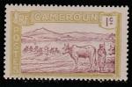Французский Камерун 1925 год. Стандарт. Крупный рогатый скот пересекает реку, ном. 1 С, 1 марка из серии (наклейка)