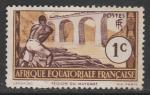 Французская Экваториальная Африка 1937 год. Стандарт. Лесоруб, ном. 1 С, 1 марка из серии (наклейка)