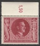 Германия (III Рейх) 1943 год. 54 день рождения рейхсканцлера Адольфа Гитлера, ном. 12+38 Pf, 1 марка с цифровым полем из серии.