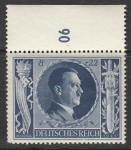 Германия (III Рейх) 1943 год. 54 день рождения рейхсканцлера Адольфа Гитлера, ном. 8+22 Pf, 1 марка с цифровым полем из серии.