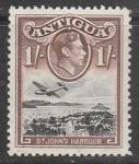 Антигуа 1938 год. Король Георг VI. Летающая лодка "Мартин М-130", ном. 1 Sh, 1 марка из серии (наклейка)