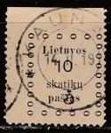 Литва 1919 год. Стандарт. Номинал в кольцевом прямоугольнике, ном. 10 sk, 1 марка из серии (гашёная)