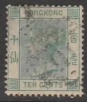 Гонконг 1882/1883 год. Стандарт. Королева Виктория, ном. 10 С, 1 марка из серии (гашёная)