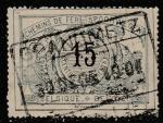 Бельгия 1895/1897 год. Паровоз. Цифровой рисунок чёрного цвета в раме в стиле барокко, ном. 15 С, 1 ж/д пакетная марка из серии (гашёная)