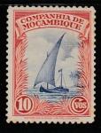 Мозамбик (Компания) 1937 год. Стандарт. Доу - парусная лодка, ном. 10 С, 1 марка из серии (наклейка)