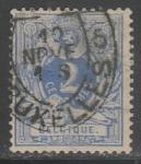 Бельгия 1869/1880 год. Номинал над лежащим львом, ном. 2 с, 1 марка из серии (гашёная)