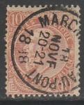 Бельгия 1893 год. Стандарт. Король Леопольд II, ном. 10 С, 1 марка из серии (гашёная)