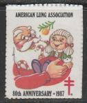США 1987 год. С Рождеством! 80 лет Американской ассоциации пульмонологов, 1 непочтовая марка (IV)