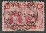 Британская Южная Африка. Родезия 1910 год. Стандарт. Король Георг V и королева Мария, ном. 1 Р, 1 марка из серии (гашёная)