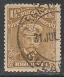 Британская Южная Африка. Родезия 1913 год. Стандарт. Король Георг V, ном. 1,5 Р, 1 марка из серии (гашёная)