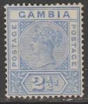 Гамбия 1898 год. Стандарт. Королева Виктория, ном. 2,5 Р, 1 марка из серии (наклейка)