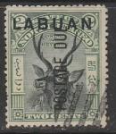 Британское Северное Борнео. Лабуан 1901 год. Олень Самбар, ном. 2 С, НДП, 1 доплатная марка из серии (гашёная)