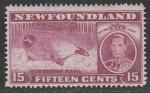 Остров Ньюфаундленд (Британская колония) 1937 год. Король Георг VI. Тюлень, ном. 15 с, 1 марка из серии (наклейка)