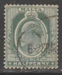 Мальта 1903 год. Стандарт. Король Эдуард VII, ном. 1/2 Р, 1 марка из серии (гашёная)