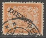 Голландская Ост-Индия (Индонезия) 1911 год. Стандарт. Номинал в овале, ном. 2 С, ндп, 1 служебная марка из серии (гашёная)