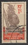 Французский Габон 1924 год. Стандарт. Туземный воин, НДП, ном. 1 С, 1 марка из серии (гашёная)