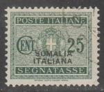 Итальянское Сомали 1934 год. Государственный герб, ном. 25 С, НДП, 1 доплатная марка из серии (гашёная)