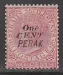 Малайзия (Перак) 1886 год. Королева Виктория, ном. 1 С/2 С, 1 марка (наклейка)