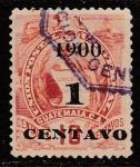 Гватемала 1900 год. Стандарт. Государственный герб, НДП, ном. 1/10 С, 1 марка (гашёная)