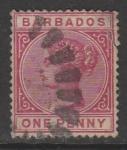 Барбадос (Британская колония) 1882 год. Стандарт. Королева Виктория, ном. 1 Р, 1 марка из серии (гашёная)