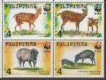 Филиппины 1997 год. Всемирная охрана природы: олень и кабан, квартблок.WWF