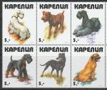 Карелия 1999 год. Собаки, 6 марок (II) (н