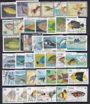Набор иностранных марок, рыбы, 40 гашеных марок
