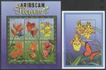 Сент-Китс 2001 год. Флора Карибов, малый лист + блок (н