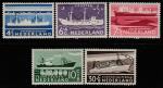 Нидерланды 1957 год. Корабли, 5 марок (наклейка)