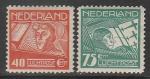 Нидерланды 1928 год. Авиалиния Нидерланды - Индия, 2 марки (наклейка)