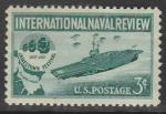 США 1957 год. Международный смотр ВМС. Авианосец, 1 марка (наклейка)