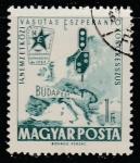 Венгрия 1962 год. Карта Европы, семафор, эмблема конгресса по эсперанто, 1 марка (гашёная)