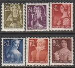Венгрия 1944 год. Знаменитые венгерские женщины, 6 марок (наклейка)