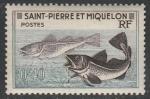 Сен-Пьер и Микелон 1957 год. Стандарт. Рыболовство, ном. 0,4 F, 1 марка из серии (наклейка)